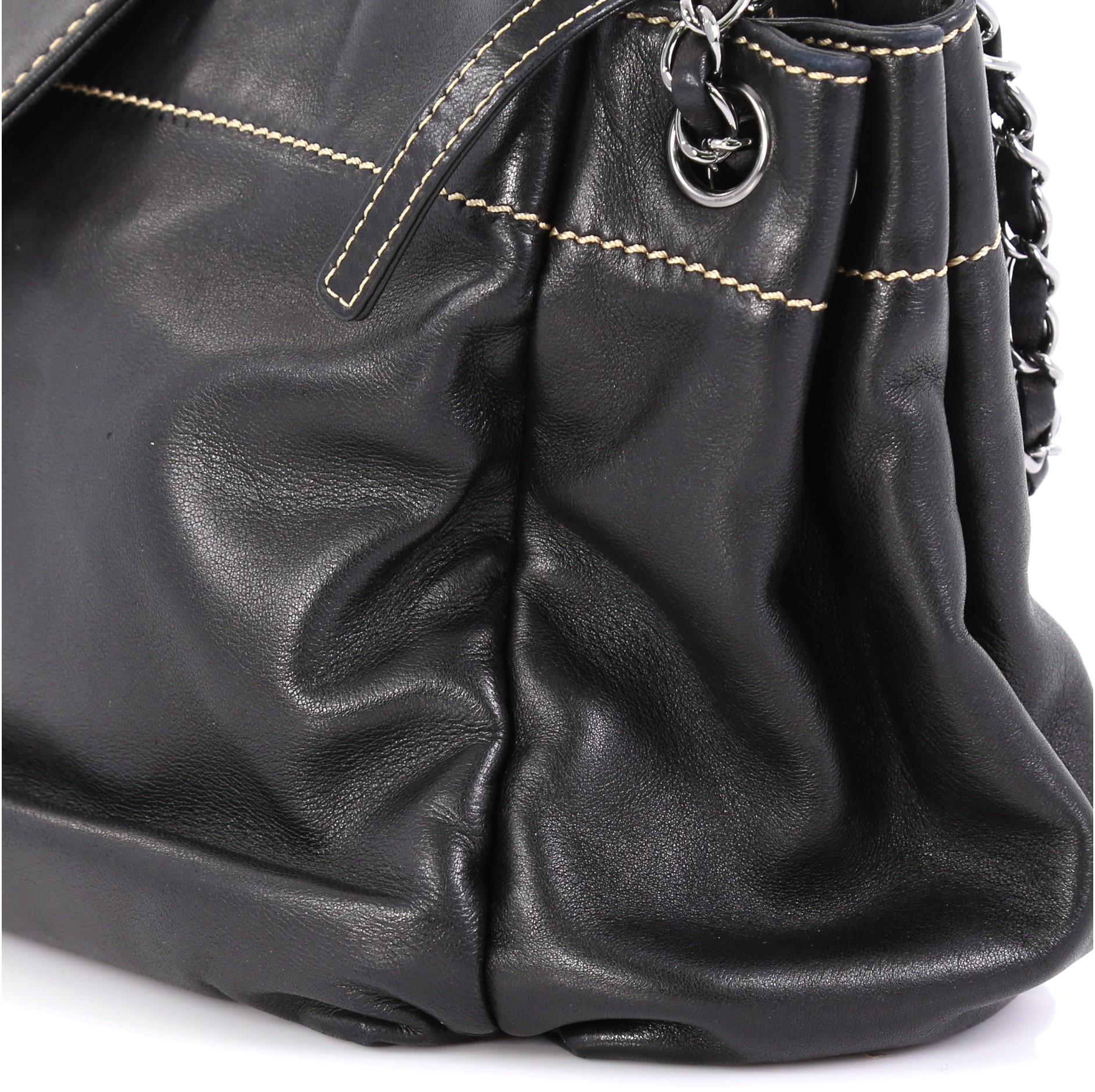 Chanel Lax Accordion Tote Leather Medium In Good Condition In NY, NY