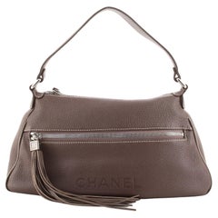Chanel Lax Front Zip Bag Pebbled Leather Large