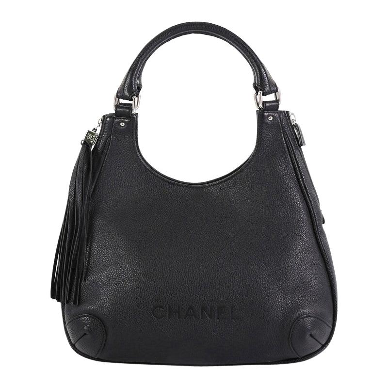 Chanel Lax Shoulder Bag Pebbled Leather Large