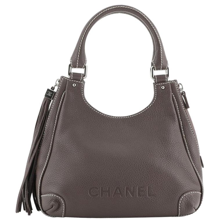 Chanel Lax Shoulder Bag Pebbled Leather Small