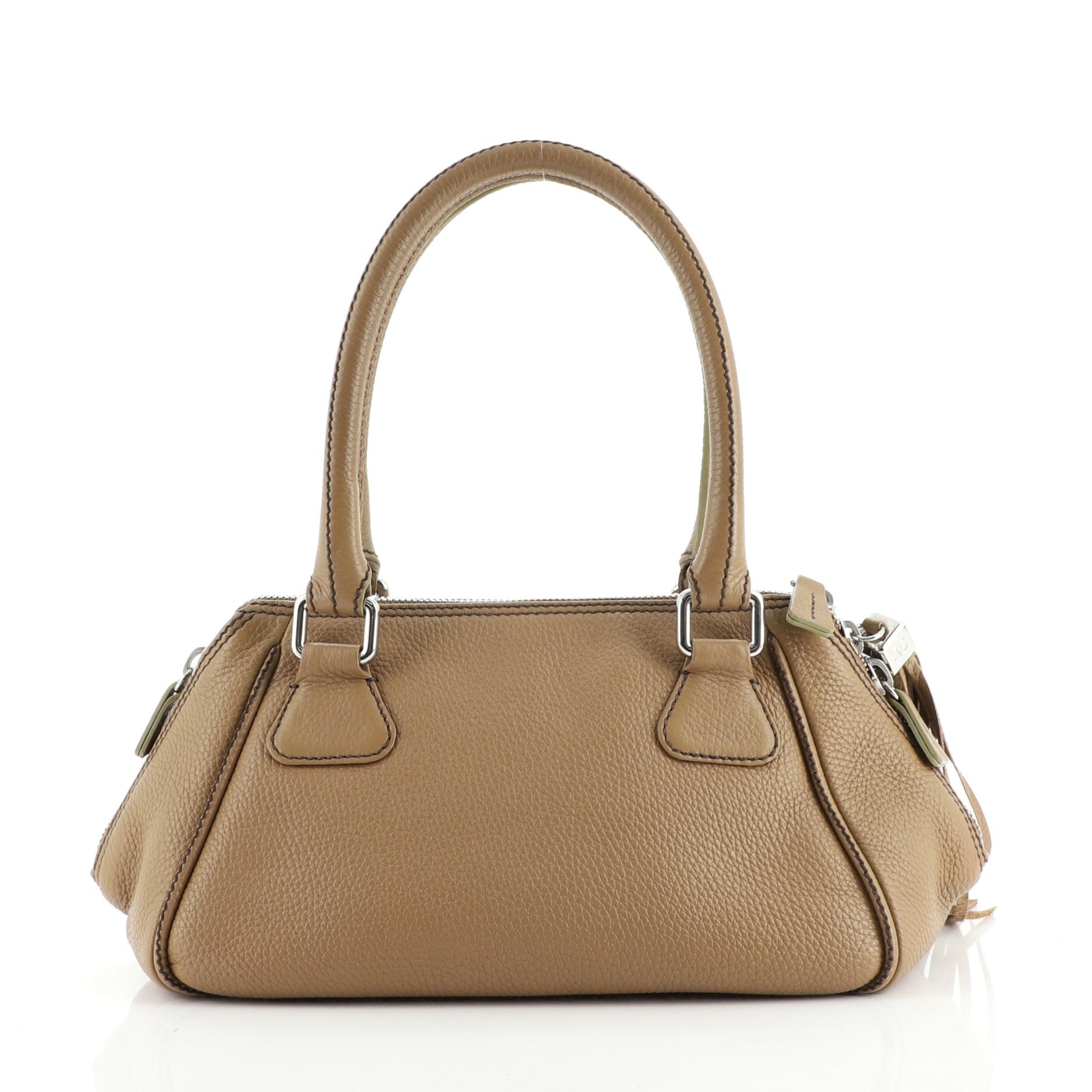 Brown Chanel Lax Tassel Bag Pebbled Leather Medium