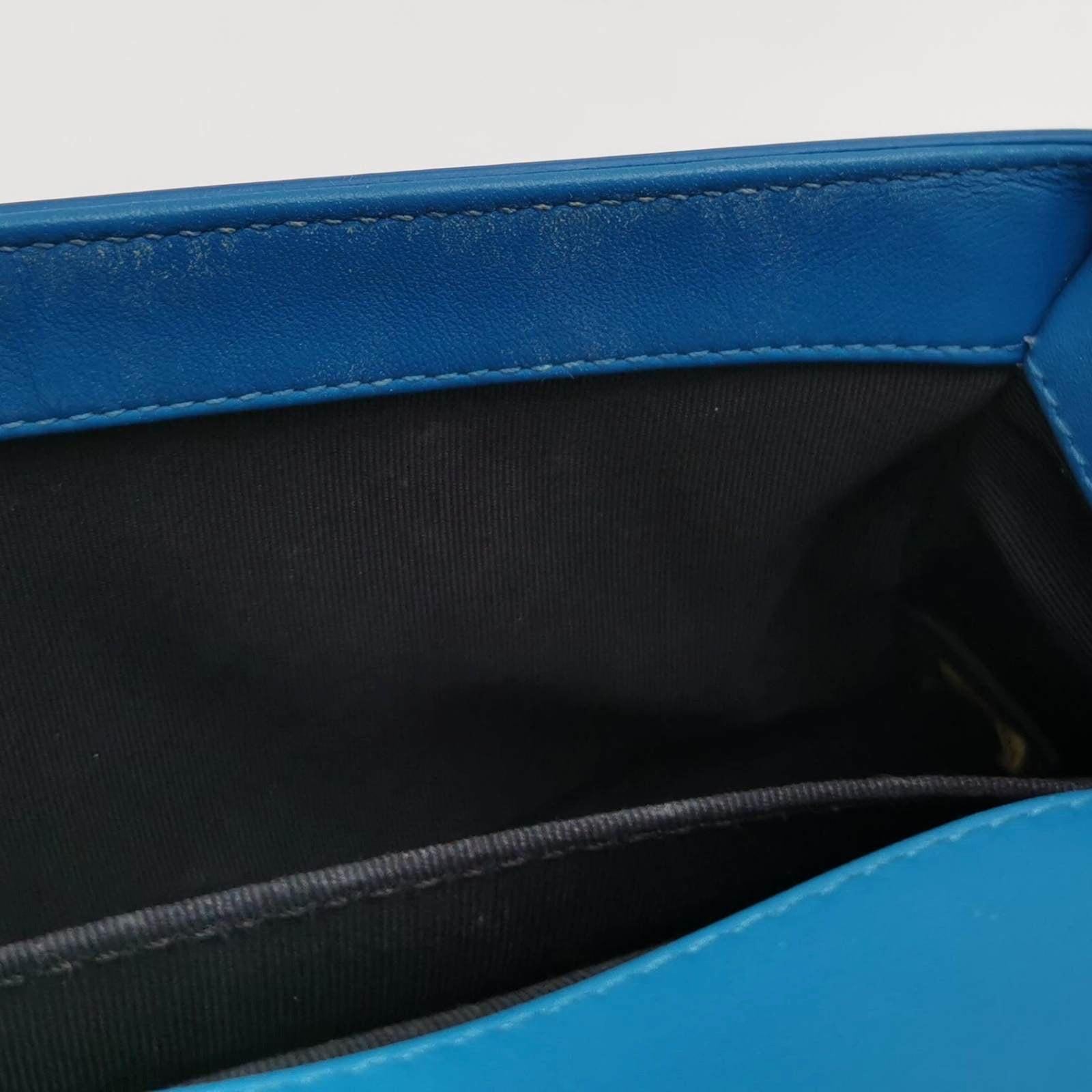 Chanel Le Boy 2014 Small Blue Patent Leather Bag 8