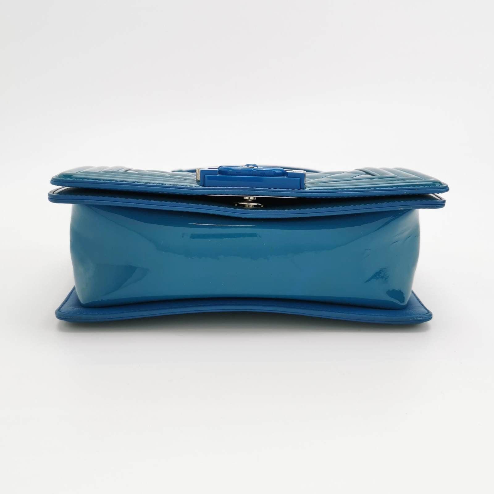 Chanel Le Boy 2014 Small Blue Patent Leather Bag 1