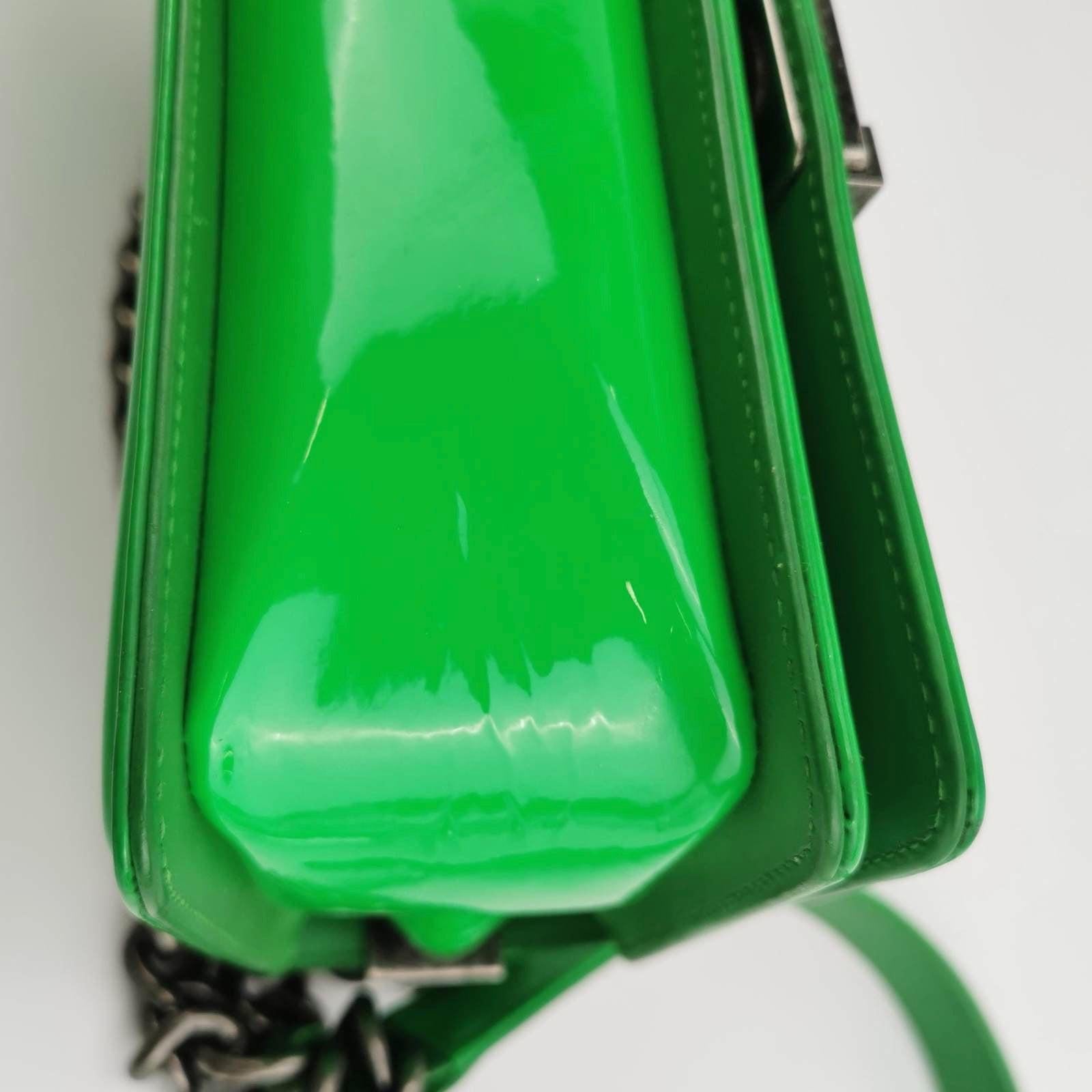 Chanel Le Boy 2016 Small Green Patent Leather Bag 6