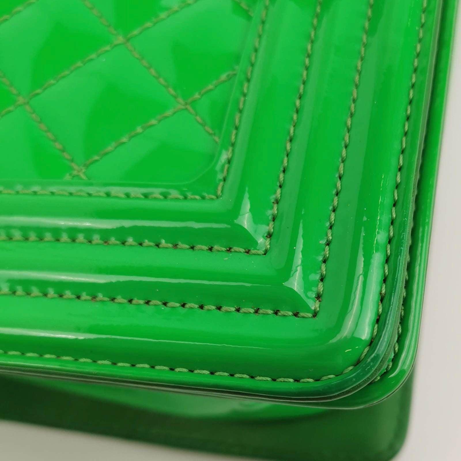 Chanel Le Boy 2016 Small Green Patent Leather Bag 8
