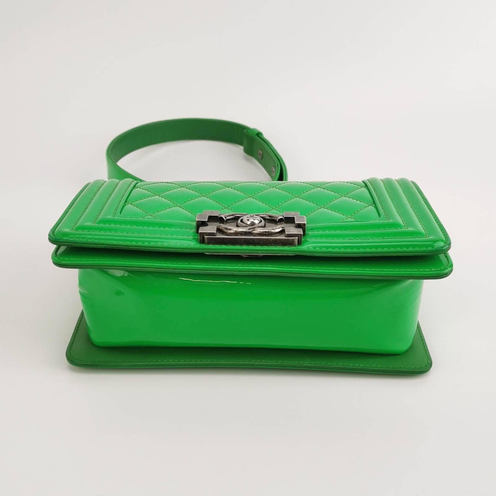 Chanel Le Boy 2016 Small Green Patent Leather Bag 1