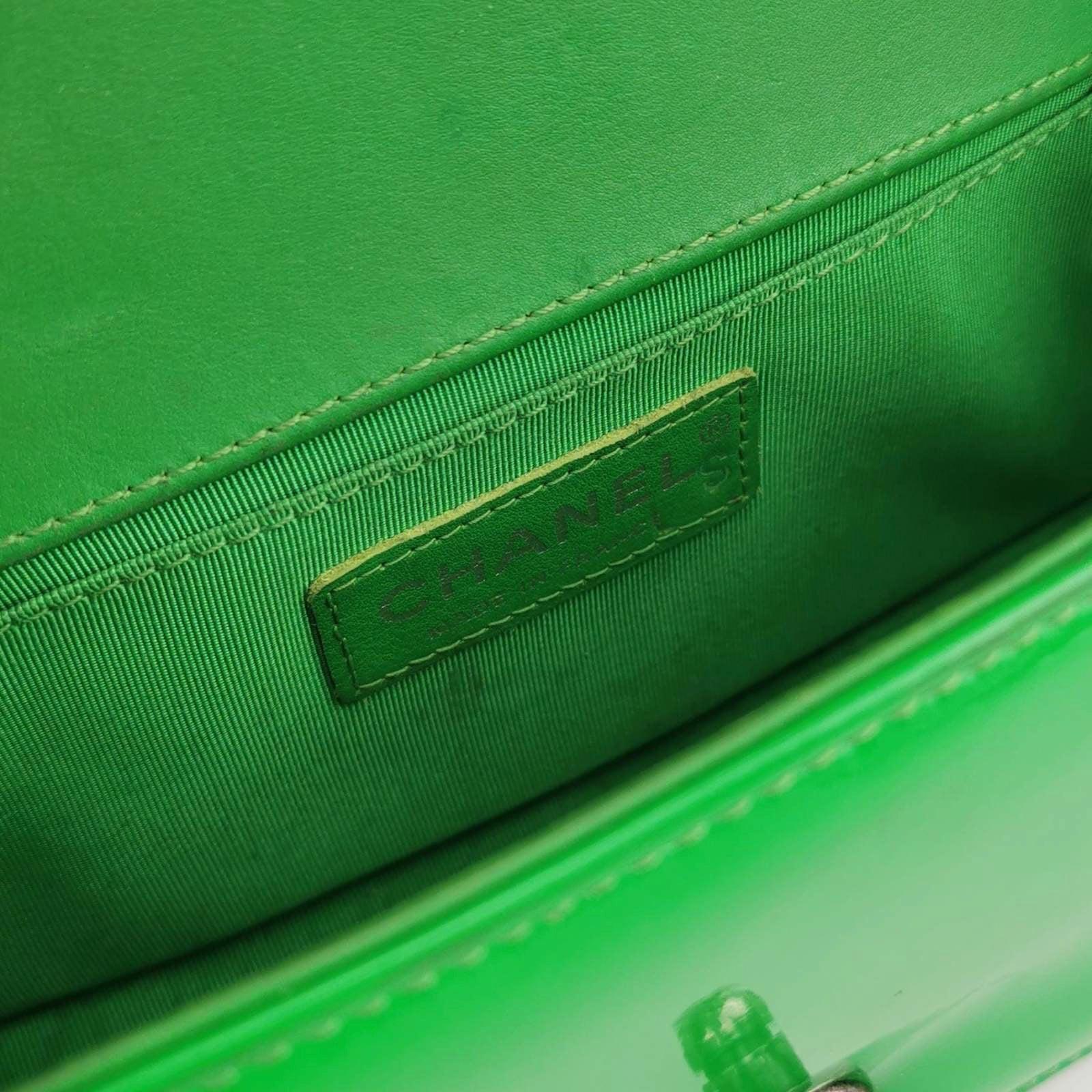 Chanel Le Boy 2016 Small Green Patent Leather Bag 3