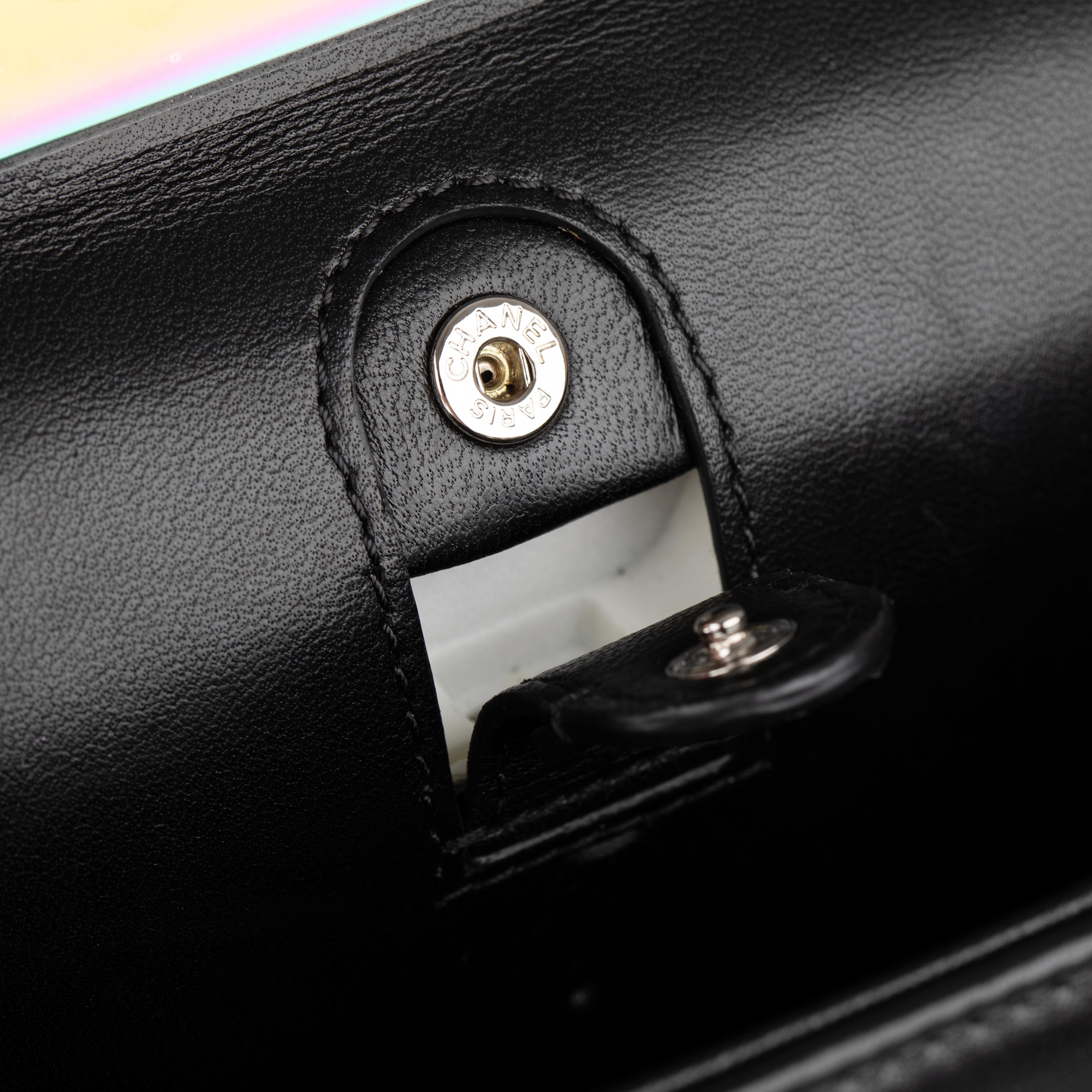 Chanel Le Boy Limited Edition LED Black Lambskin Rainbow Hardware For Sale 6
