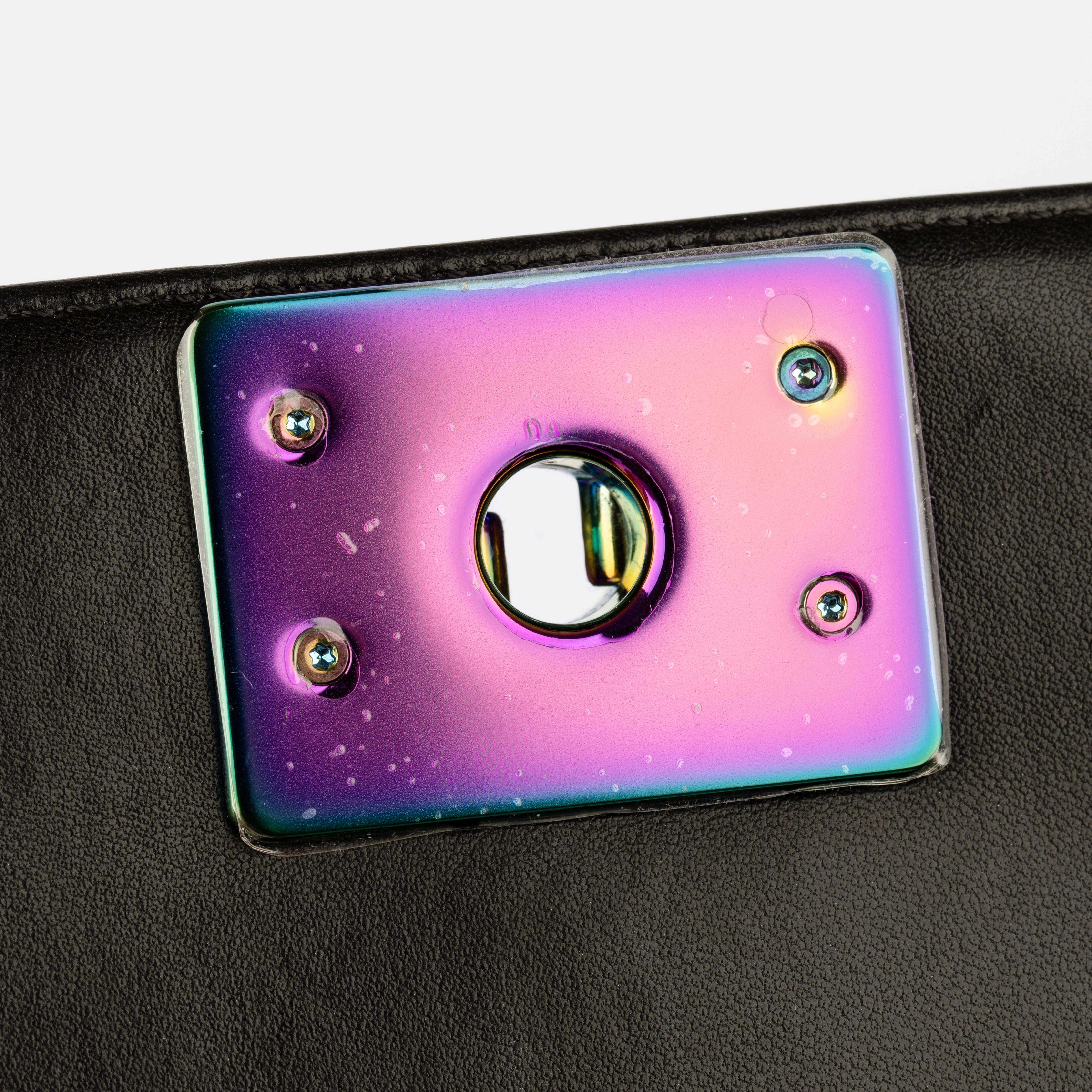 Chanel Le Boy Limited Edition LED Black Lambskin Rainbow Hardware For Sale 7