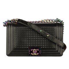 Chanel Le Boy Limited Edition LED Black Lambskin Rainbow Hardware