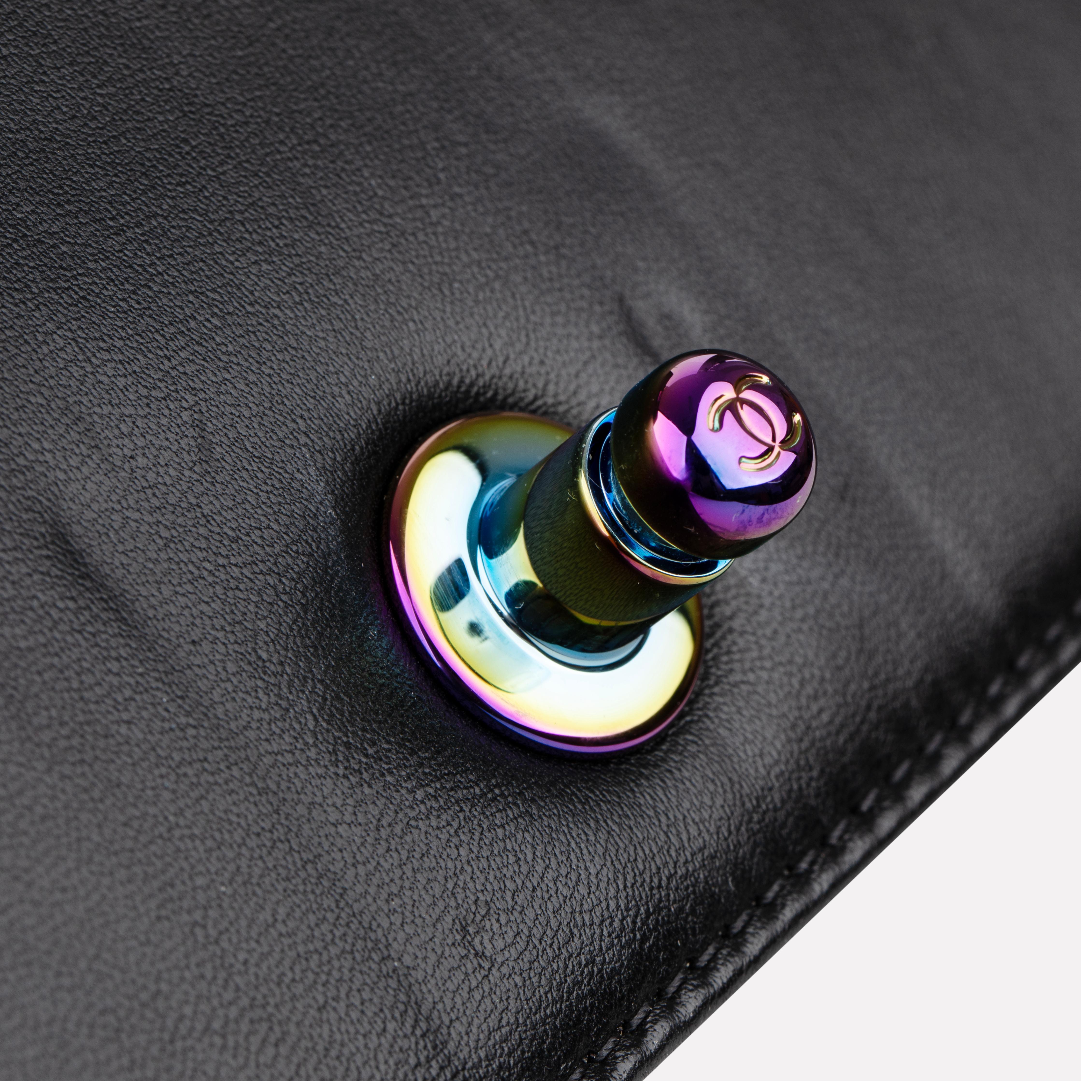 Chanel Le Boy Limited Edition LED Black Lambskin Rainbow Hardware For Sale 1