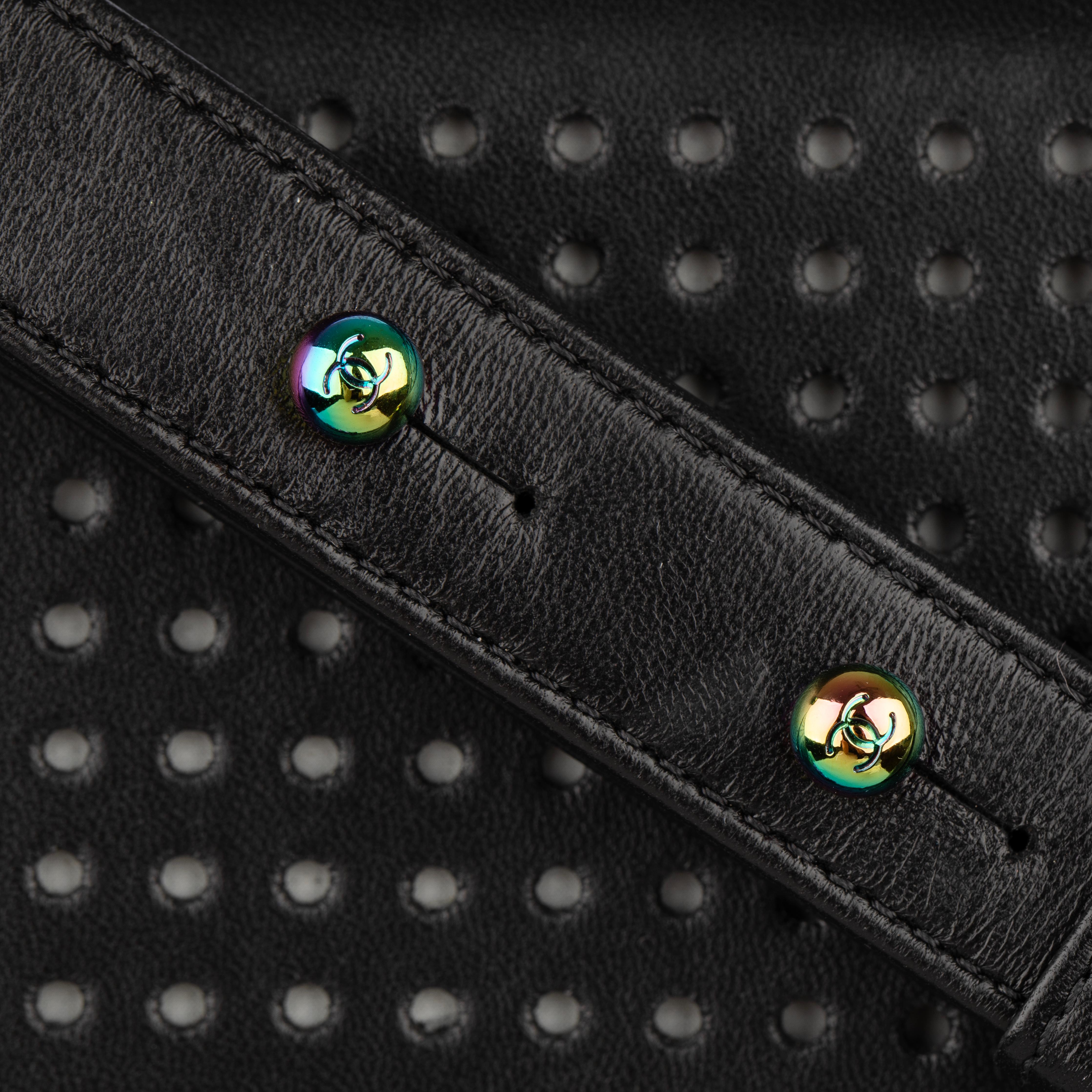 Chanel Le Boy Limited Edition LED Black Lambskin Rainbow Hardware For Sale 5