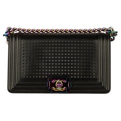 Chanel Le Boy Edition Limitée LED Cuir d'Agneau Noir Quincaillerie Arc-en-ciel