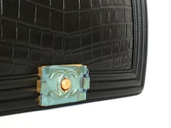 Chanel Le Boy Matte Black Alligator Medium Bag Very Rare New