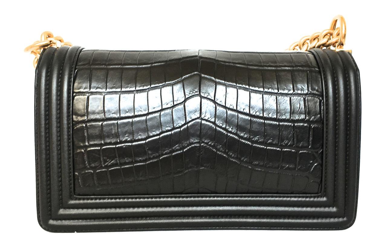 Chanel Le Boy Matte Black Alligator Medium Bag Very Rare New 1