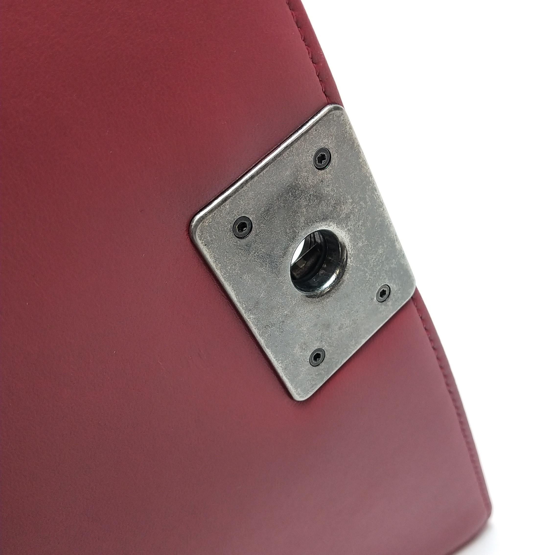Chanel Le Boy Medium Bag Burgundy Lambskin Leather Silver Antiqued Hardware 1