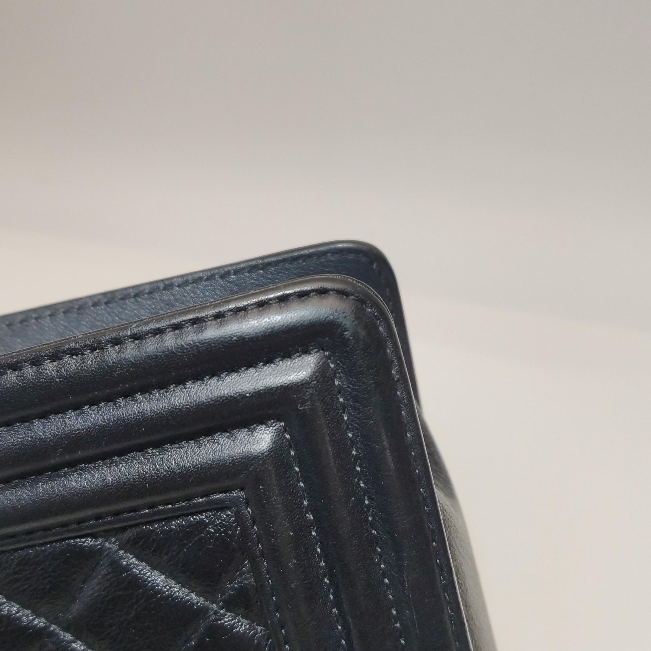 Chanel Le Boy Small Black Lambskin Leather Antiqued Gold Hardware For Sale 15