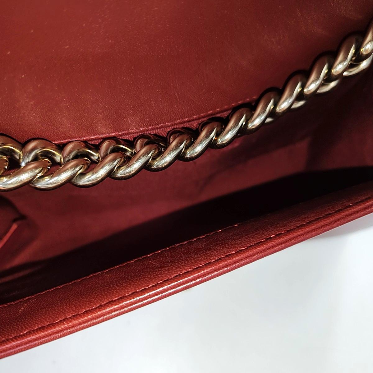 Chanel Le Boy Small Burgundy Lambskin Leather Antiqued Gold Hardware 1