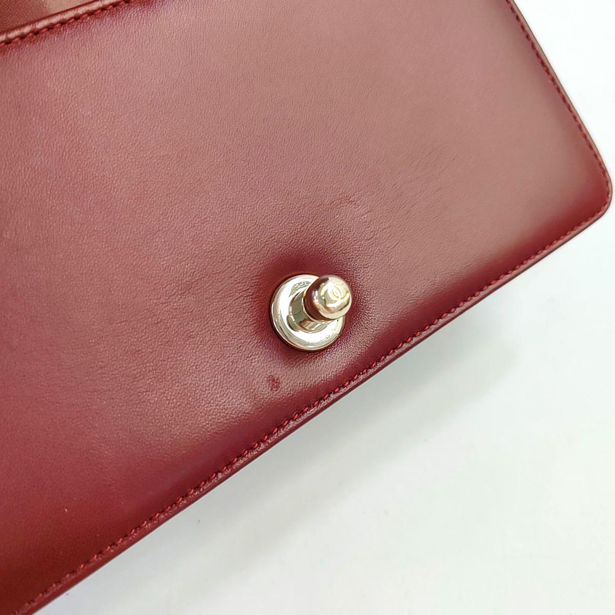 Chanel Le Boy Small Burgundy Lambskin Leather Antiqued Gold Hardware 3