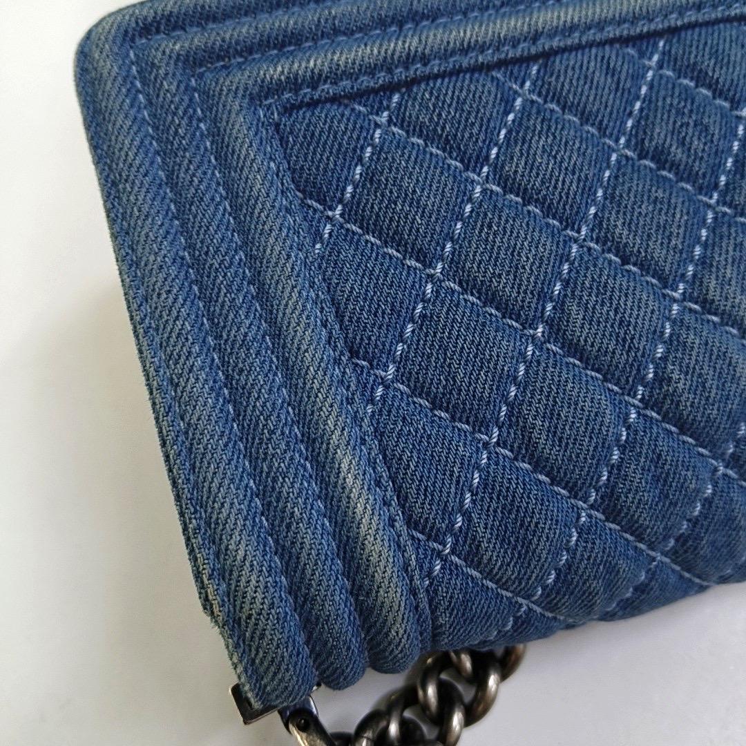Chanel Le Boy Vaqueros Pequeños Azul Plata Antiqued Hardware 2012-2013 en venta 7