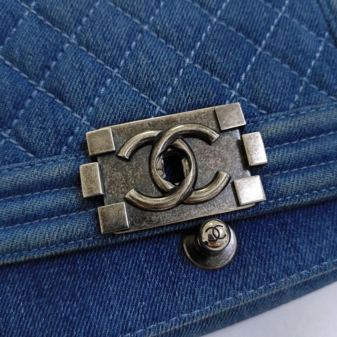 Chanel Le Boy Vaqueros Pequeños Azul Plata Antiqued Hardware 2012-2013 en venta 8