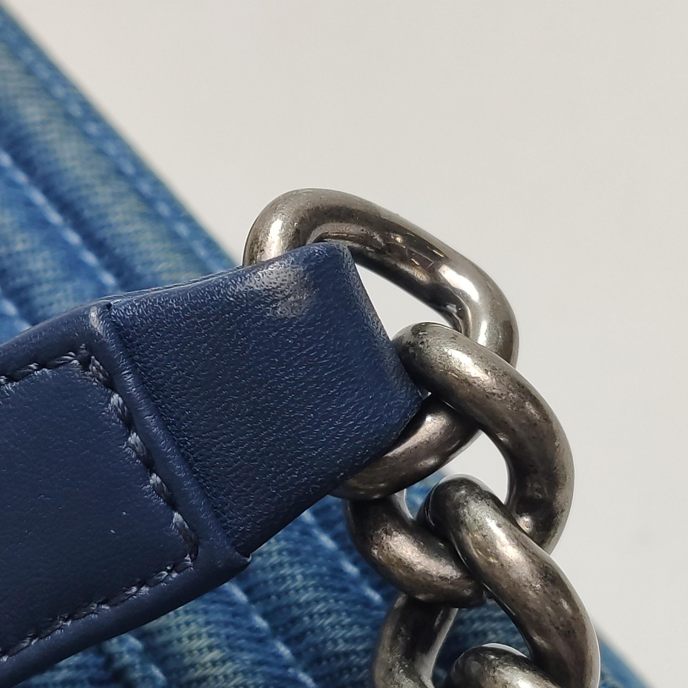 Chanel Le Boy Vaqueros Pequeños Azul Plata Antiqued Hardware 2012-2013 en venta 10
