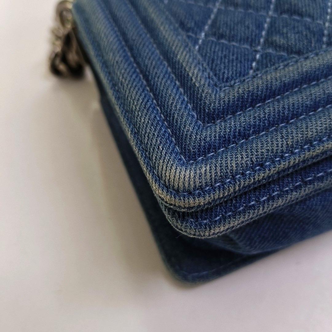 Chanel Le Boy Vaqueros Pequeños Azul Plata Antiqued Hardware 2012-2013 en venta 12