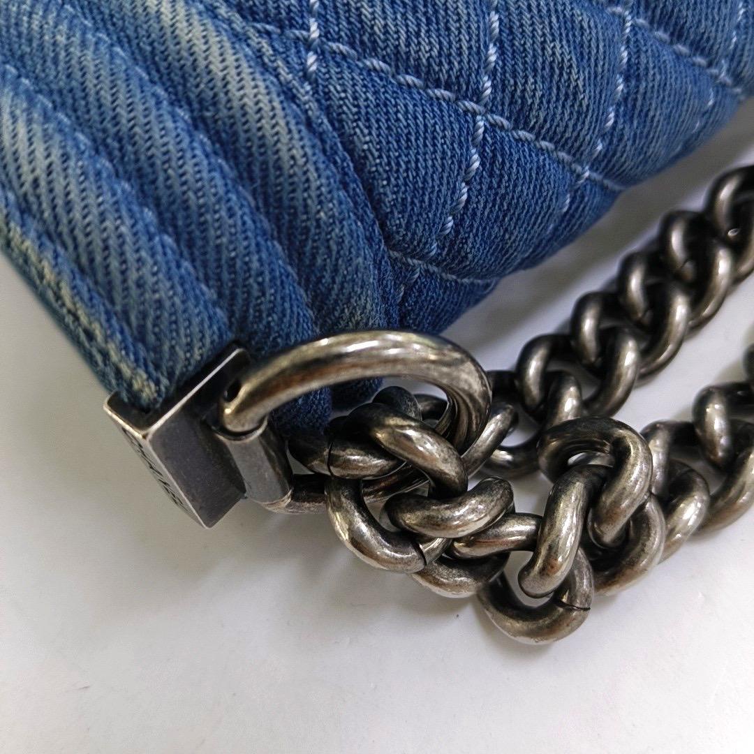 Chanel Le Boy Vaqueros Pequeños Azul Plata Antiqued Hardware 2012-2013 en venta 14