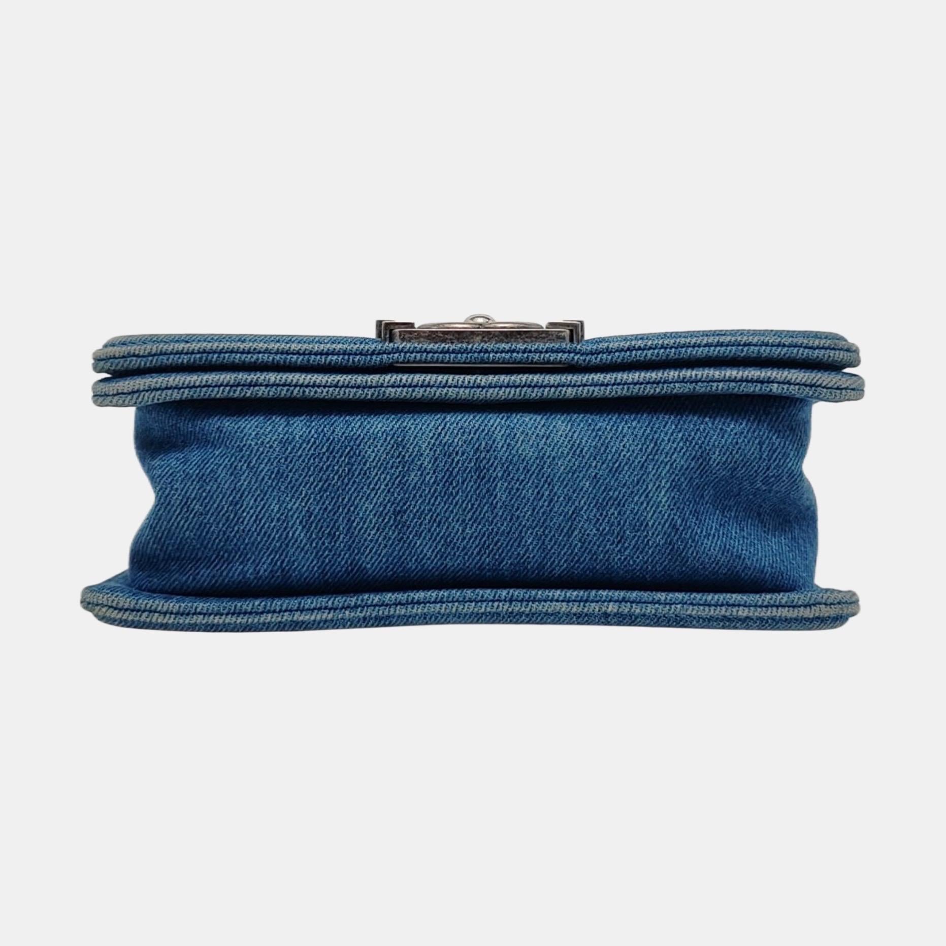 De las mujeres Chanel Le Boy Vaqueros Pequeños Azul Plata Antiqued Hardware 2012-2013 en venta