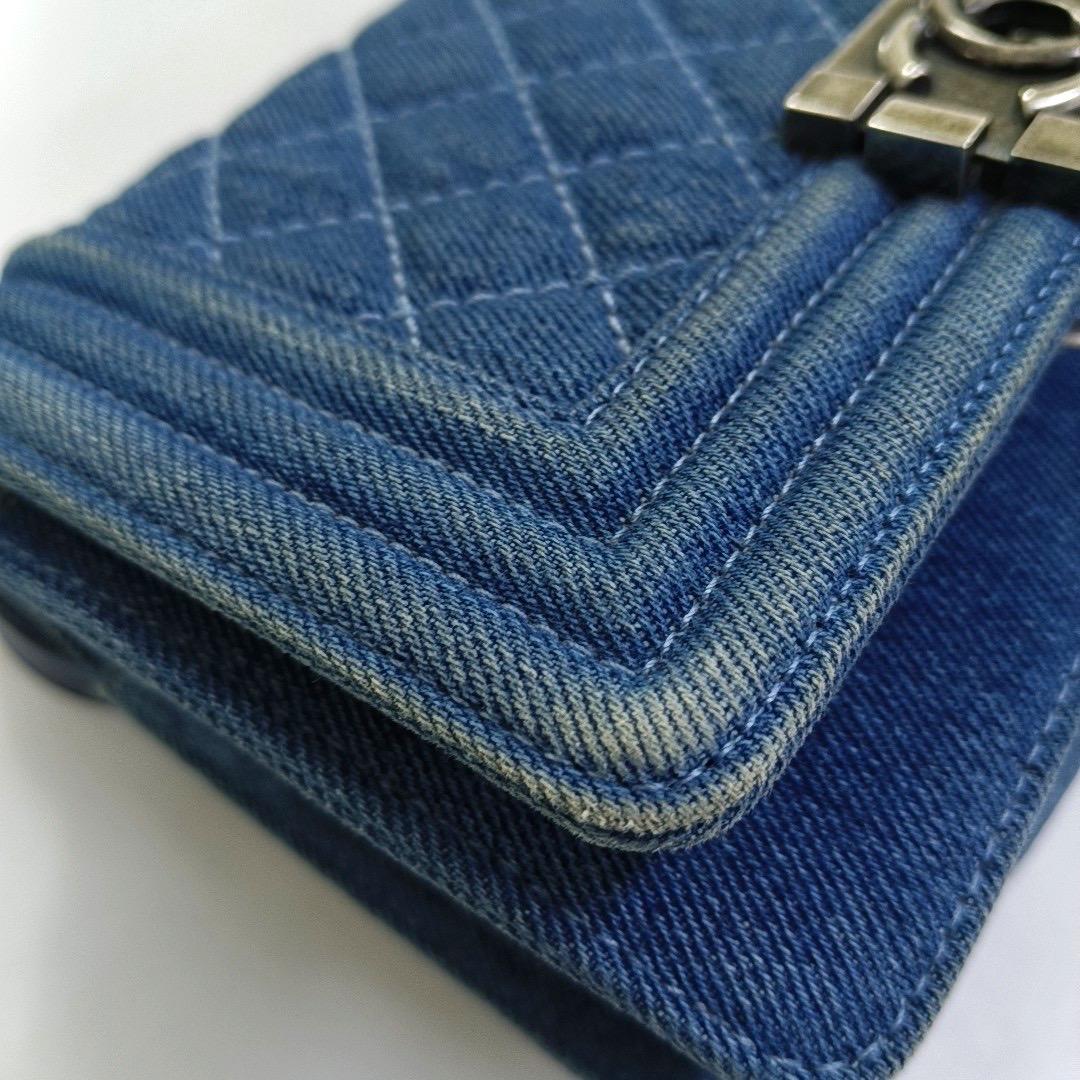 Chanel Le Boy Vaqueros Pequeños Azul Plata Antiqued Hardware 2012-2013 en venta 5