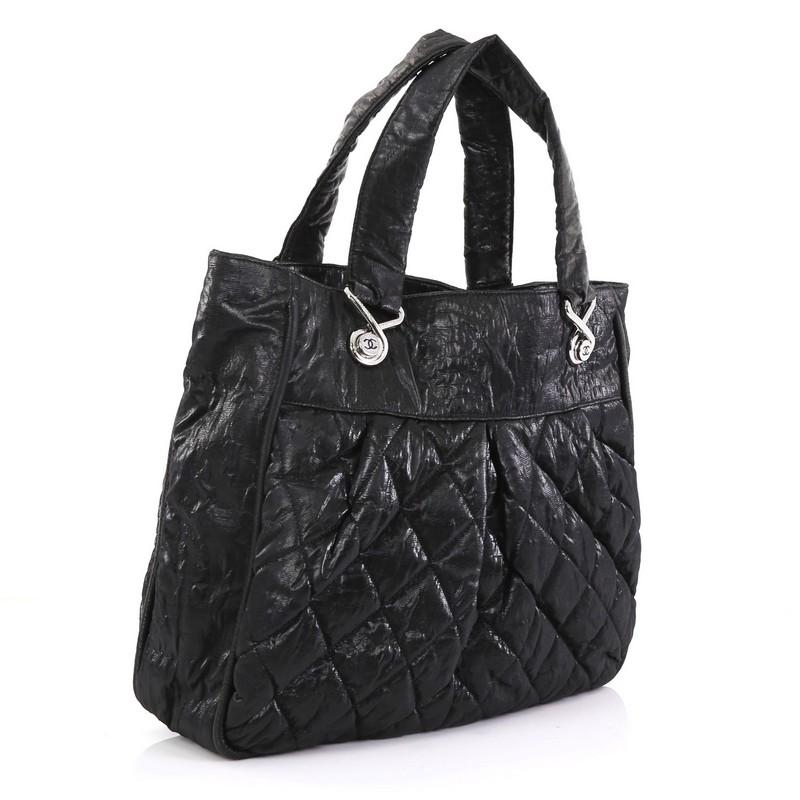 Black Chanel Le Marais Tote Quilted Coated Canvas Large