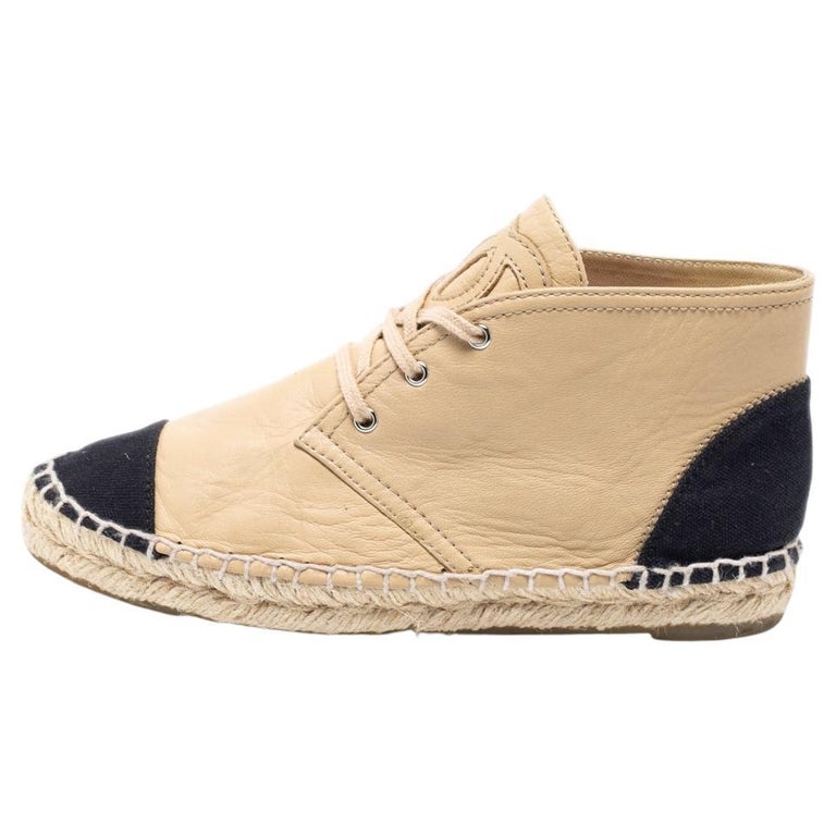 Chanel Leather And Black Canvas Cap Toe High Top Espadrille Sneakers Size  36 For Sale at 1stDibs | black espadrille sneakers, chanel high top  espadrilles, yellow chanel sneakers