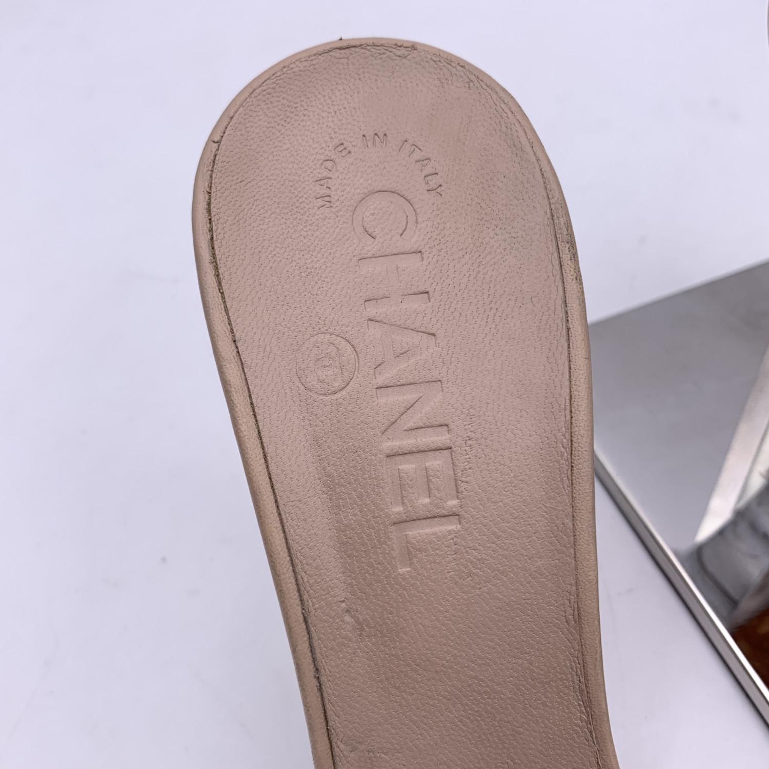 Chanel Leather and Clear PVC Cross Cross Saldals Heels Size 38.5 In Good Condition In Rome, Rome