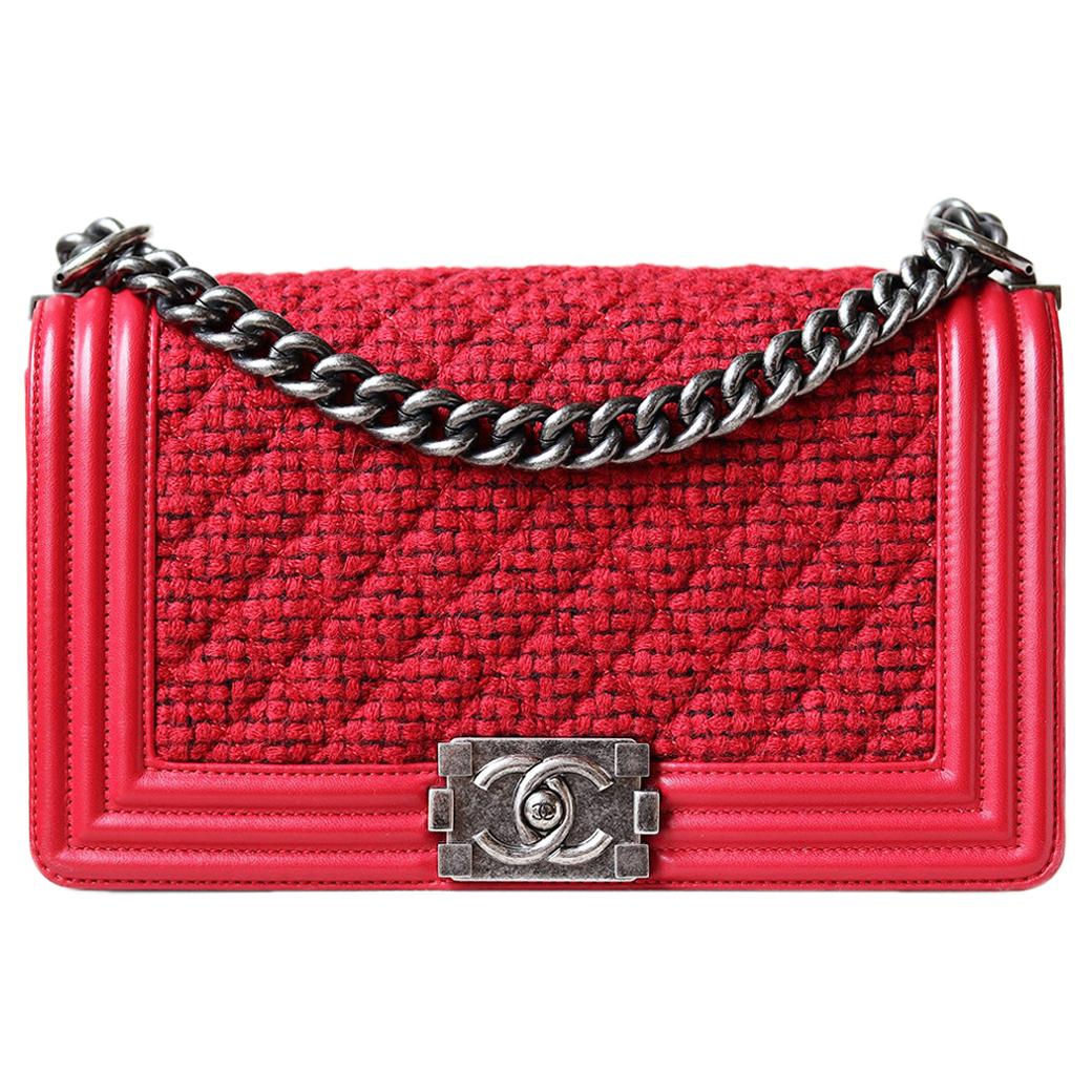 Chanel Leather and Tweed Boy Flap Bag 
