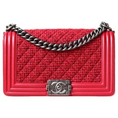 Chanel Leather and Tweed Boy Flap Bag 