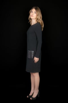 Chanel 2010s Black Lamb Leather Wool Dress Size 36FR by Karl Lagerfeld