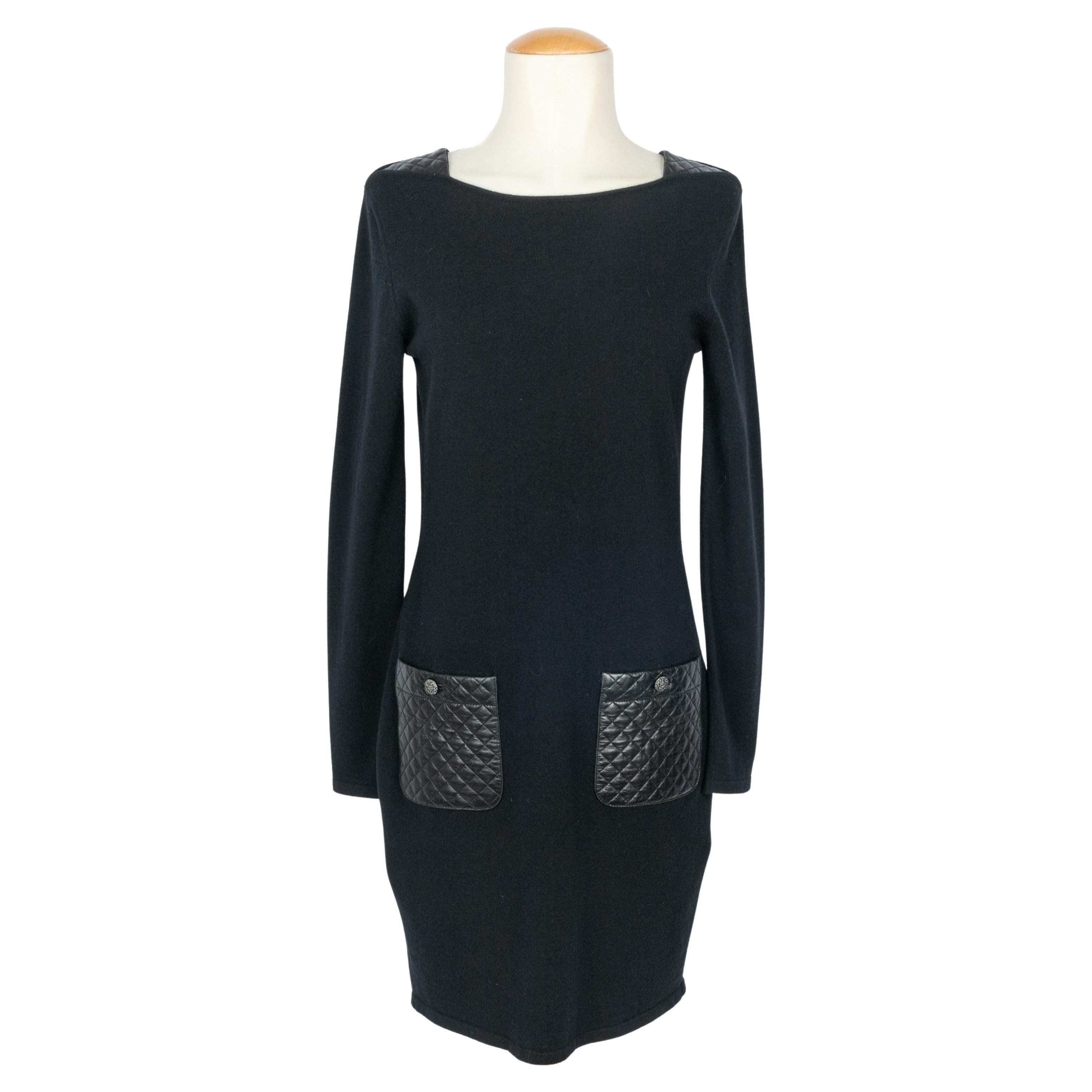 Robe en cuir et laine Chanel