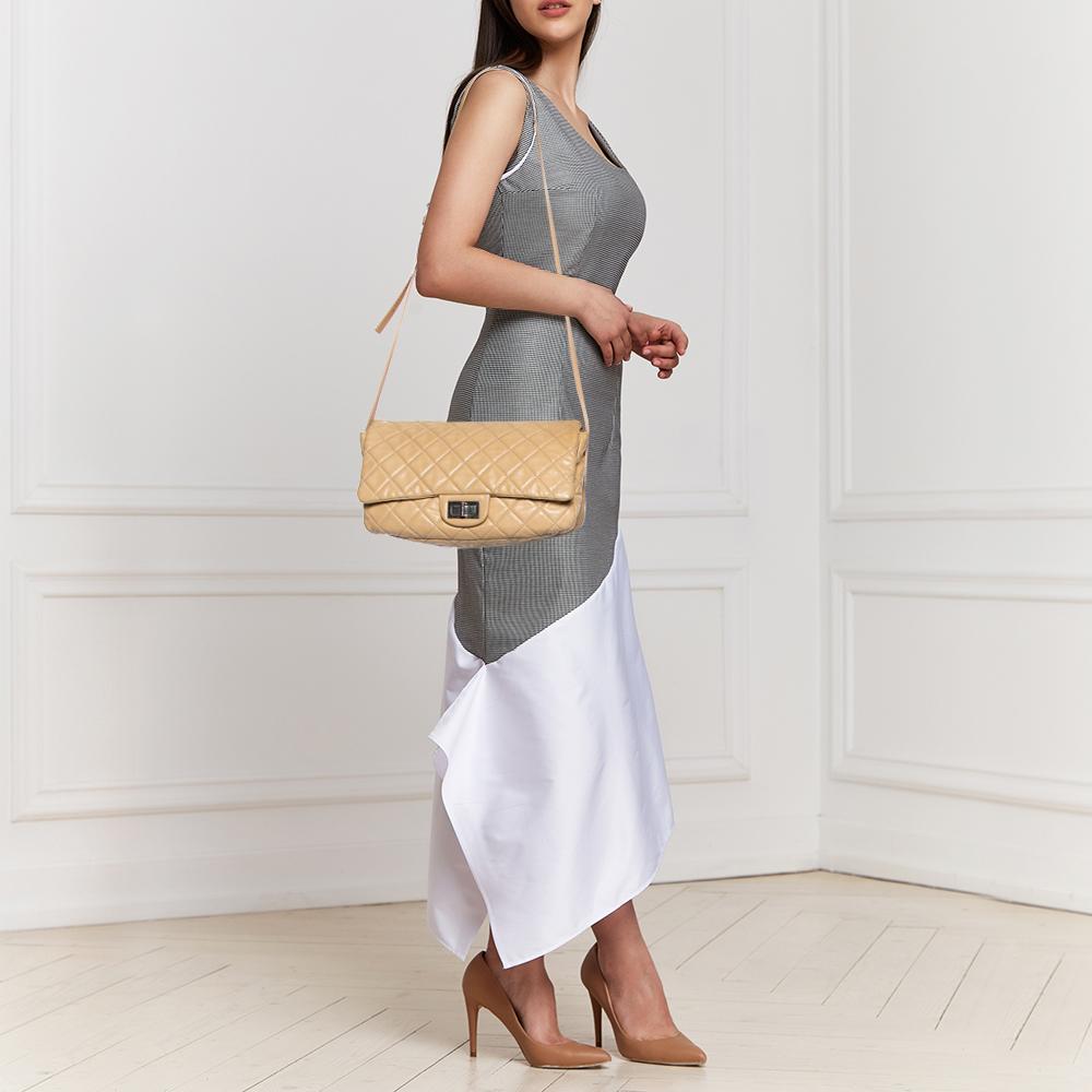 Chanel Leather Beige Quilted Leather Flap Shoulder Bag 7