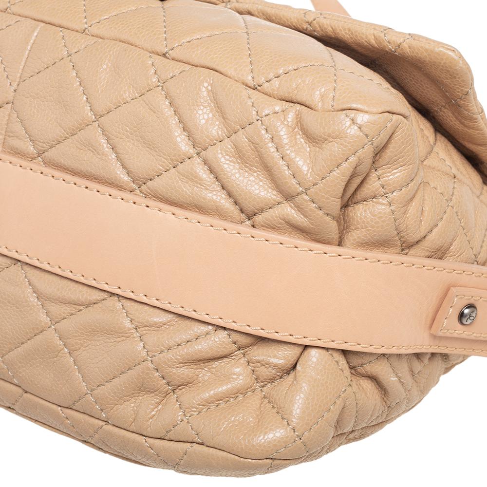 Chanel Leather Beige Quilted Leather Flap Shoulder Bag 1