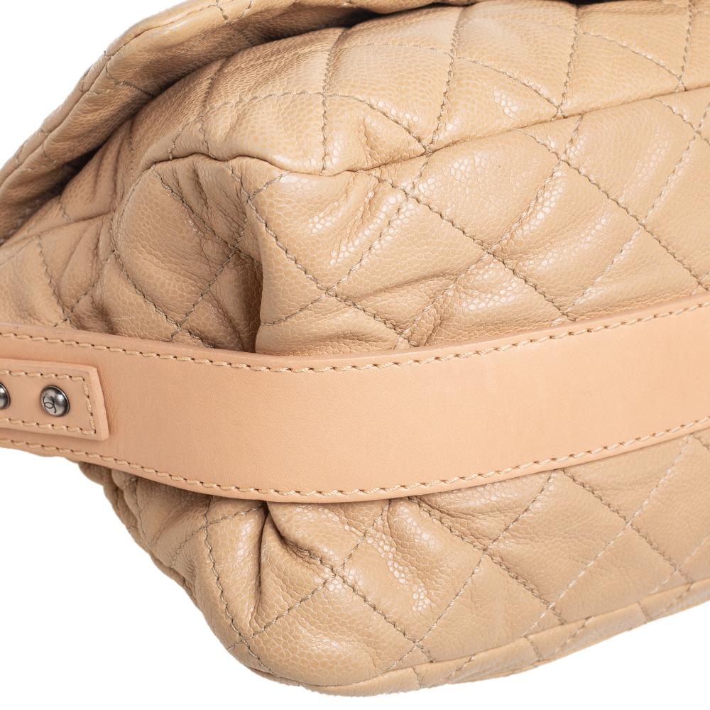Chanel Leather Beige Quilted Leather Flap Shoulder Bag 2