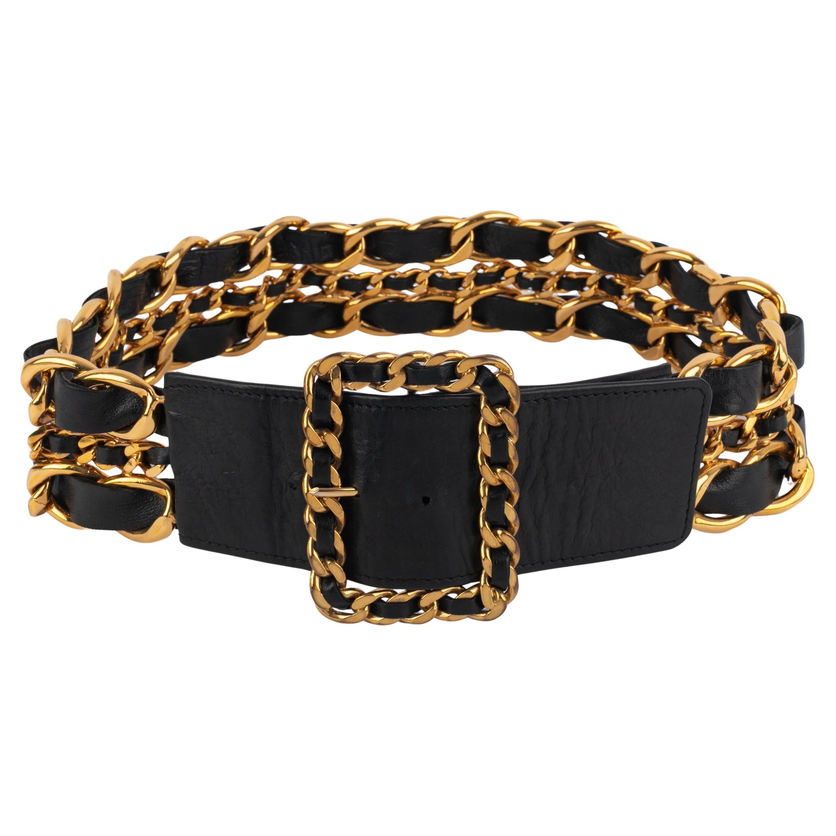 Chanel leather belt 1991 For Sale