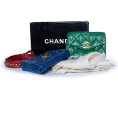 Chanel, Leather belt bag in red/blue/green with gold hardware