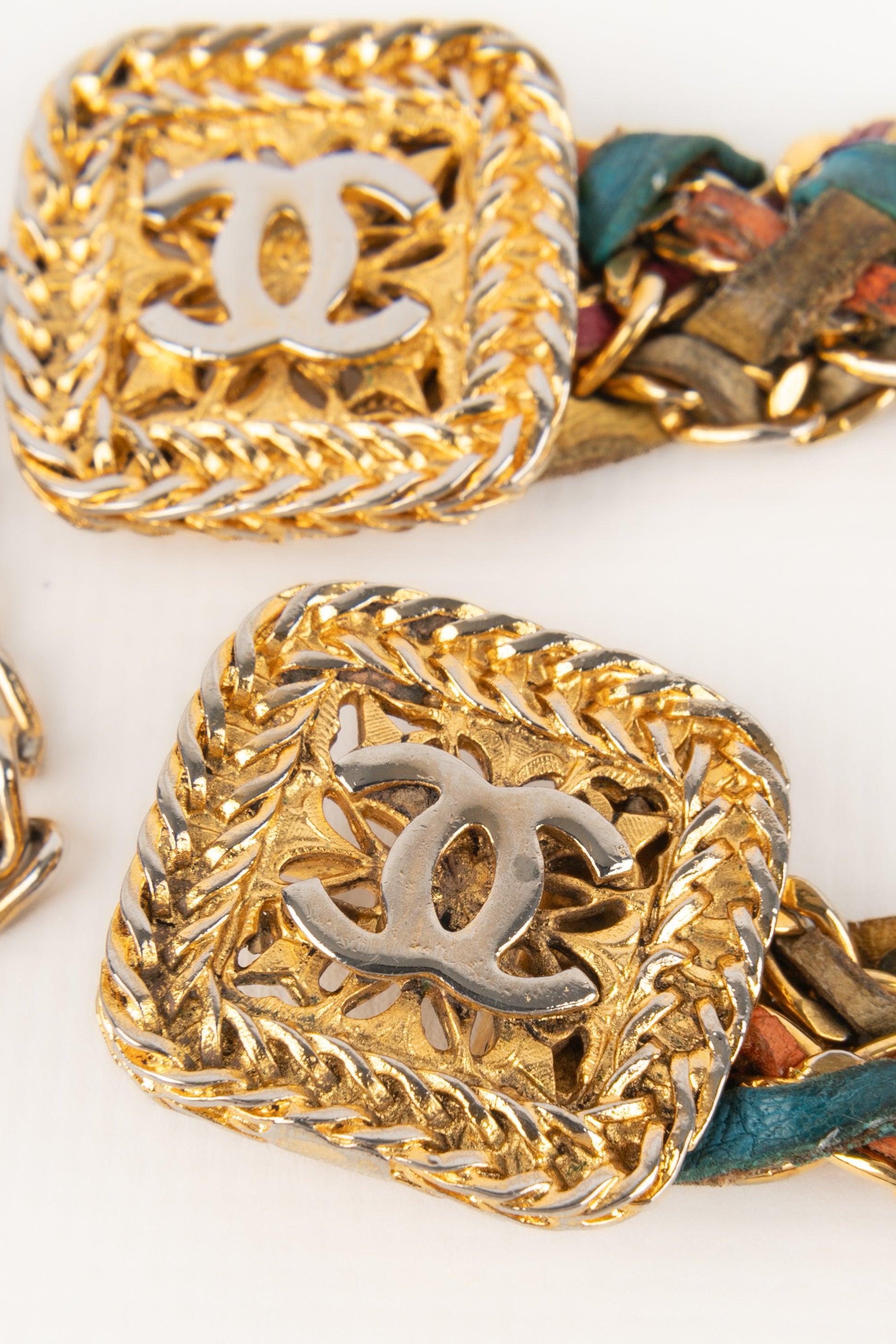 Cintura in pelle Chanel con pelle intrecciata, anni '80 in vendita 1