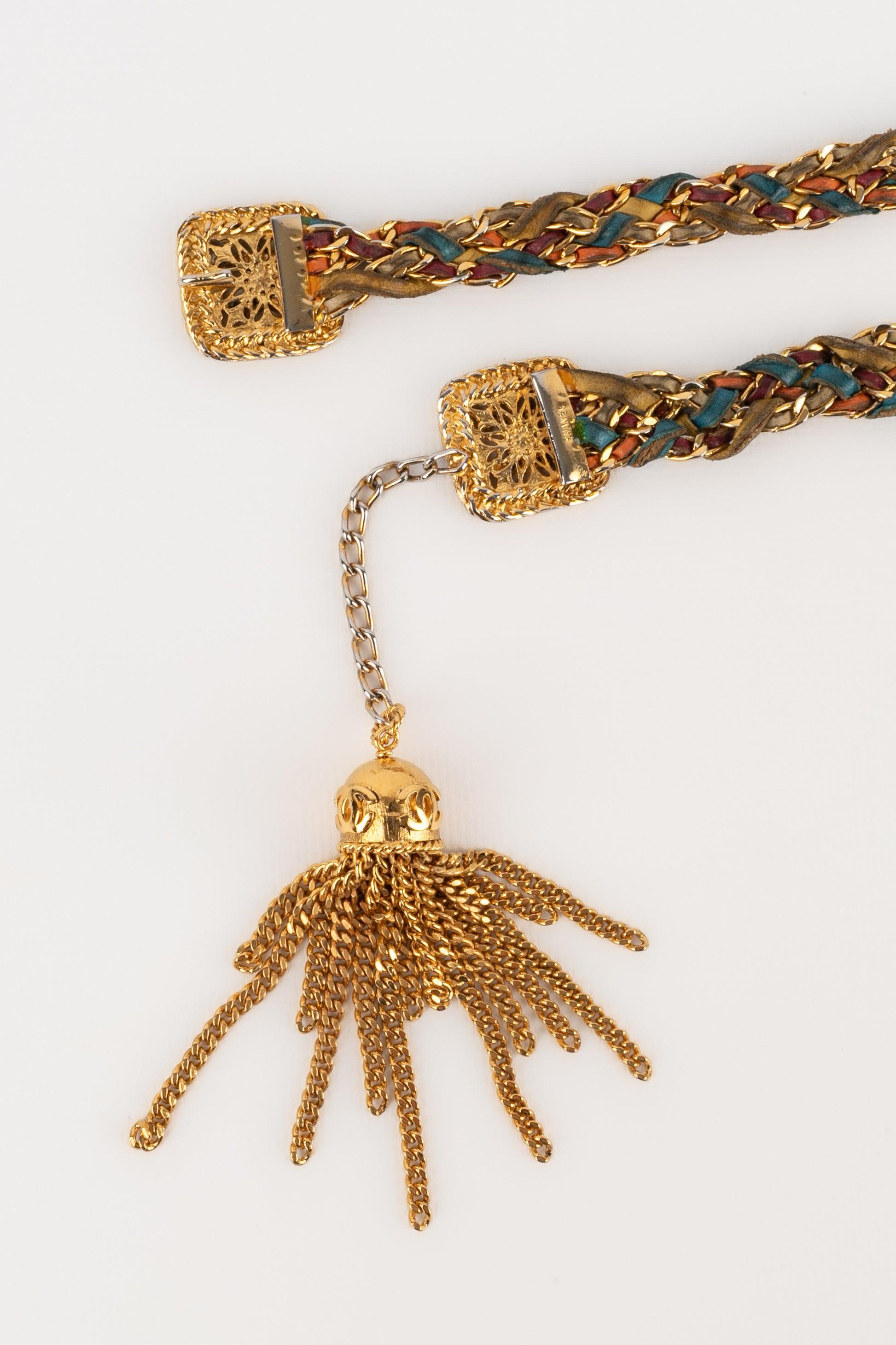 Cintura in pelle Chanel con pelle intrecciata, anni '80 in vendita 3