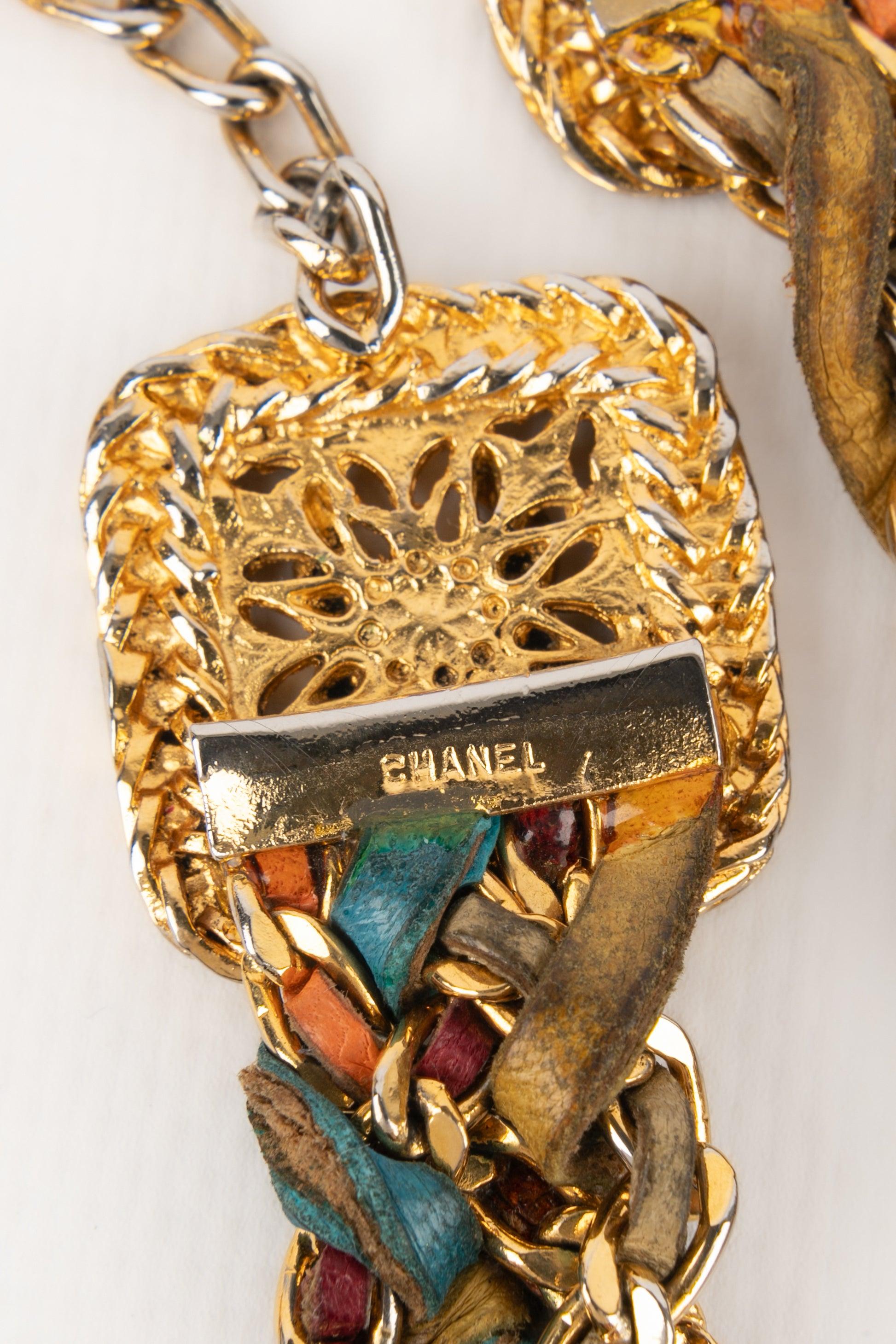 Cintura in pelle Chanel con pelle intrecciata, anni '80 in vendita 4