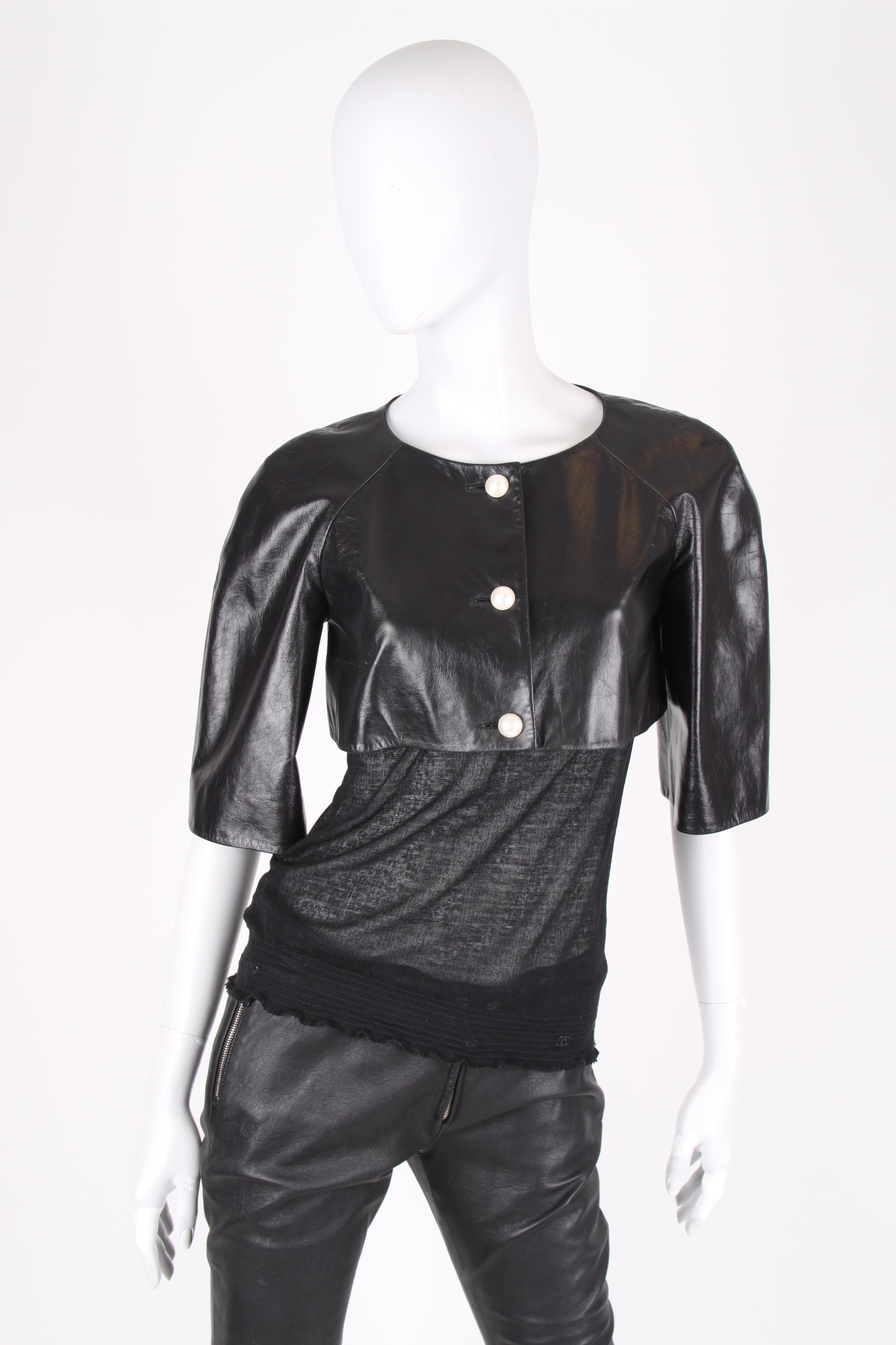 Black Chanel Leather Bolero Jacket - black