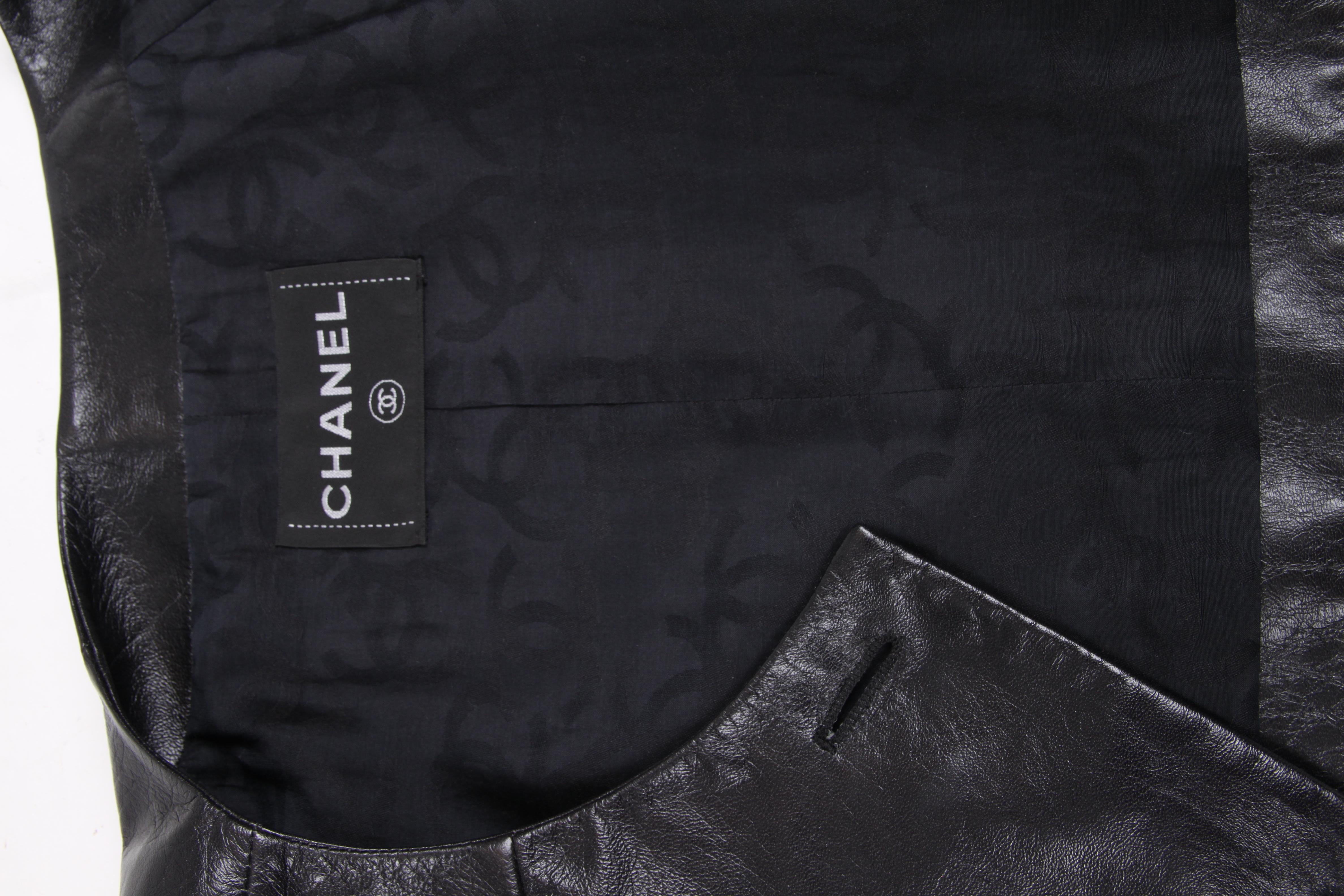 Chanel Leather Bolero Jacket - black In Excellent Condition In Baarn, NL