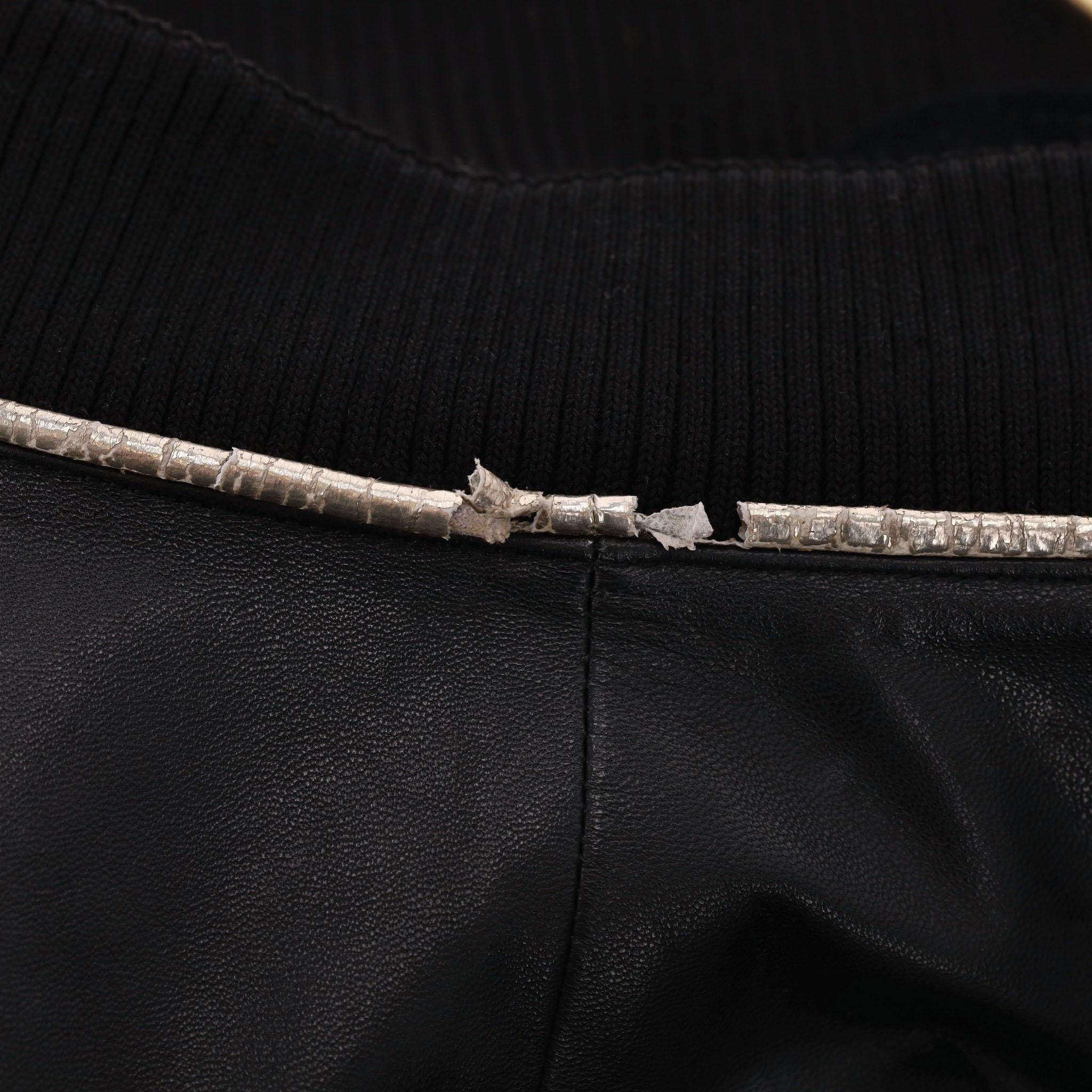 Chanel Leather Bomber Jacket With Pearl Buttons For Sale 6