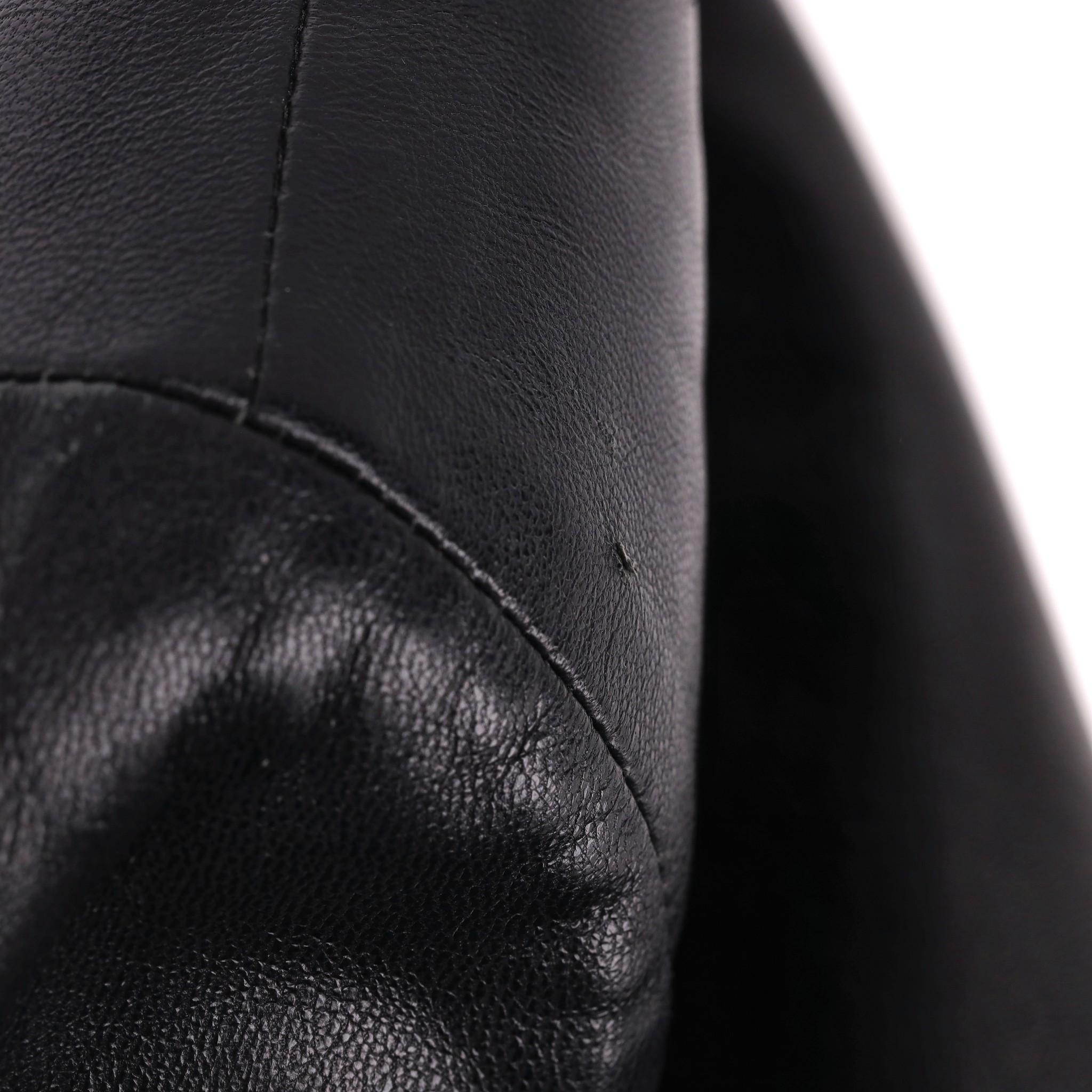 Chanel Leather Bomber Jacket With Pearl Buttons For Sale 7