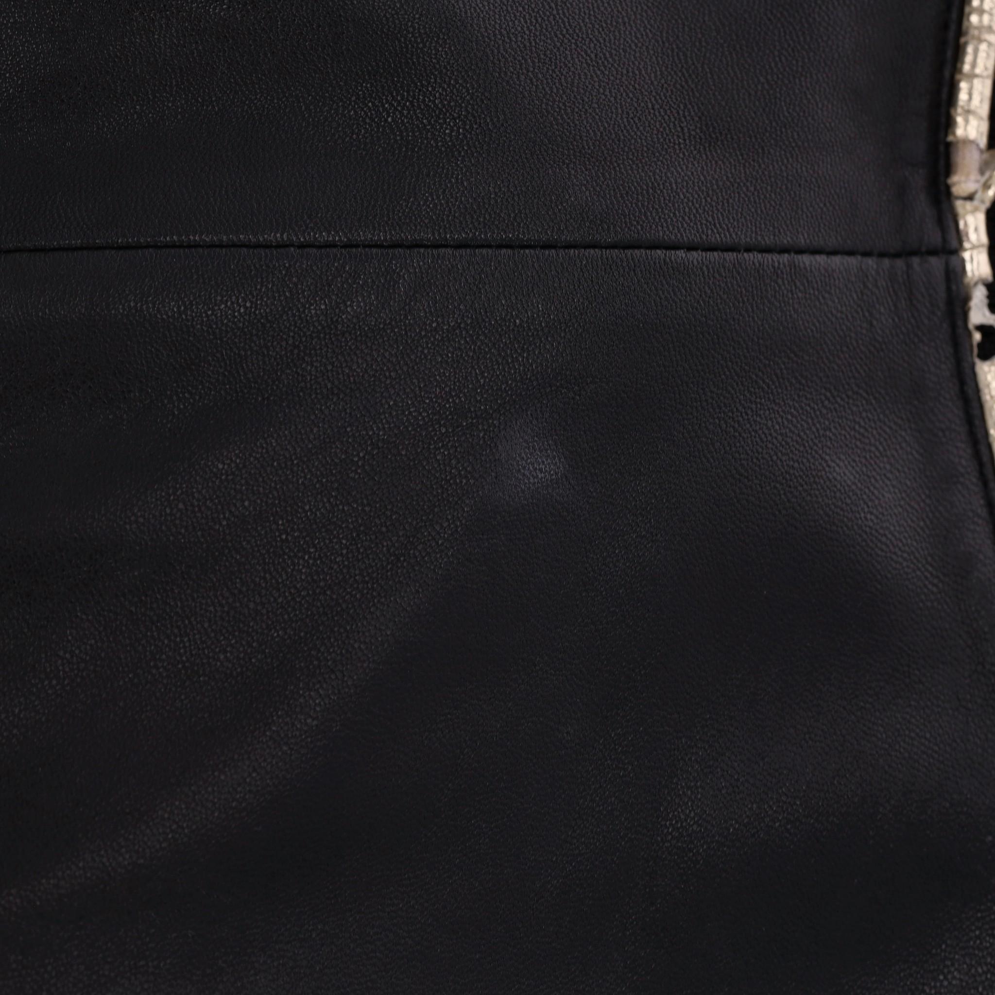 Chanel Leather Bomber Jacket With Pearl Buttons For Sale 8